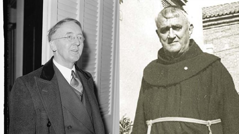 Atë Gjergj Fishta bisedon me ambasadorin amerikan në Tiranë, Hugh Gladney Grant